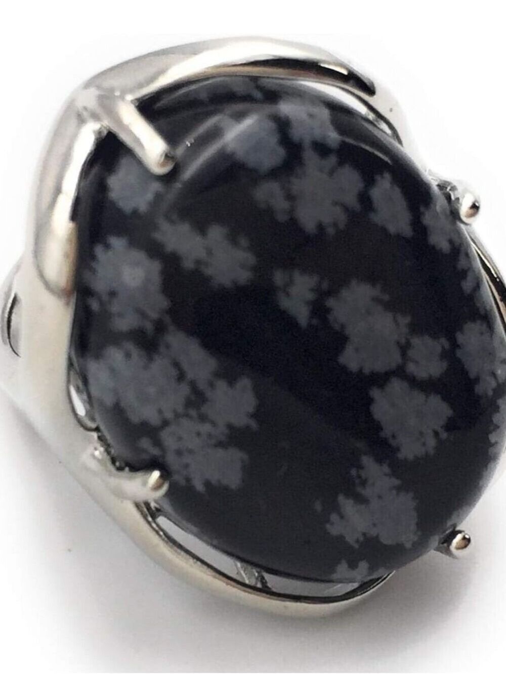 Snowflake Obsidian Adjustable Ring - Picture 3 of 4